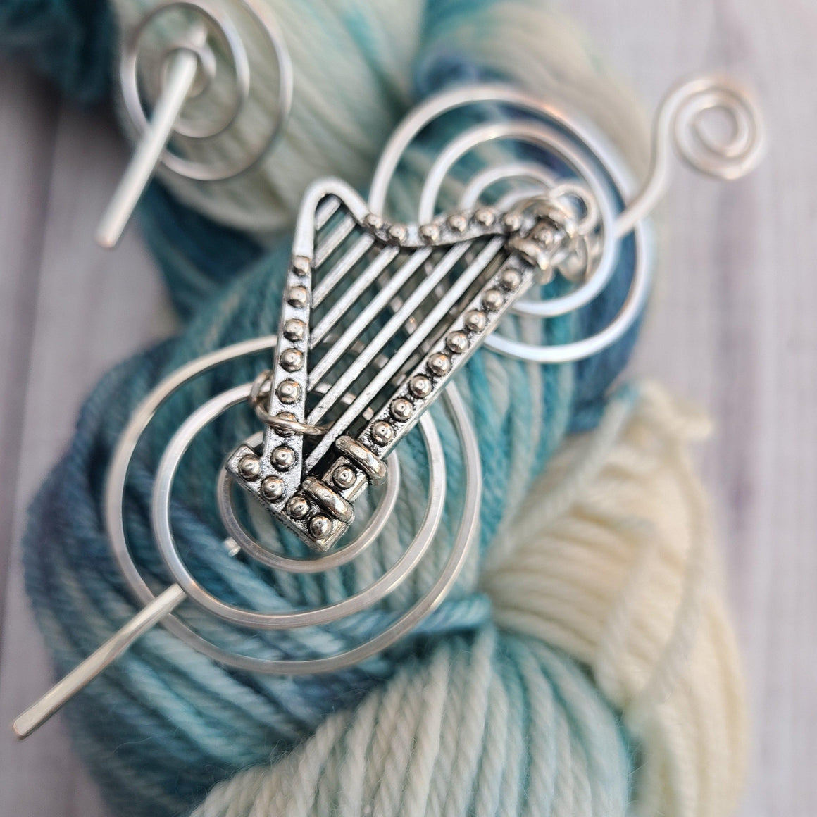 Harp Shawl Pin - Charmed Silver-Shawl Pin-Crafty Flutterby Creations