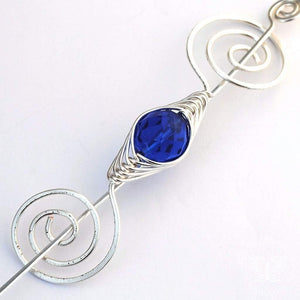 Shawl Pin, September Sapphire Blue Shawl Pin - Noteworthy Birthstone Silver - Crafty Flutterby Creations