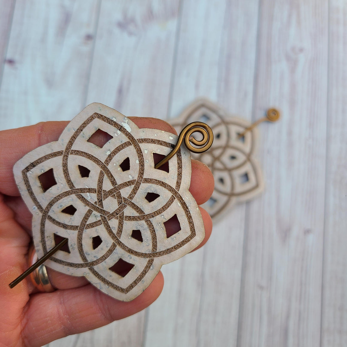 Flower Hair/Shawl Pin - Cork with Wire Stick