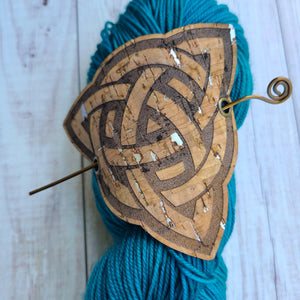 Celtic Triquetra Hair/Shawl Pin - Cork with Wire Stick