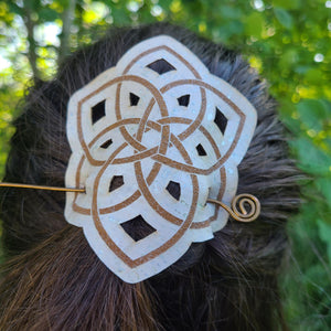 Flower Hair/Shawl Pin - Cork with Wire Stick