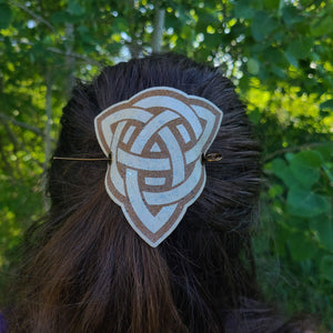 Celtic Triquetra Hair/Shawl Pin - Cork with Wire Stick