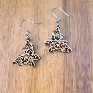 Butterfly Earrings - Beech