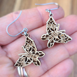 Butterfly Earrings - Beech