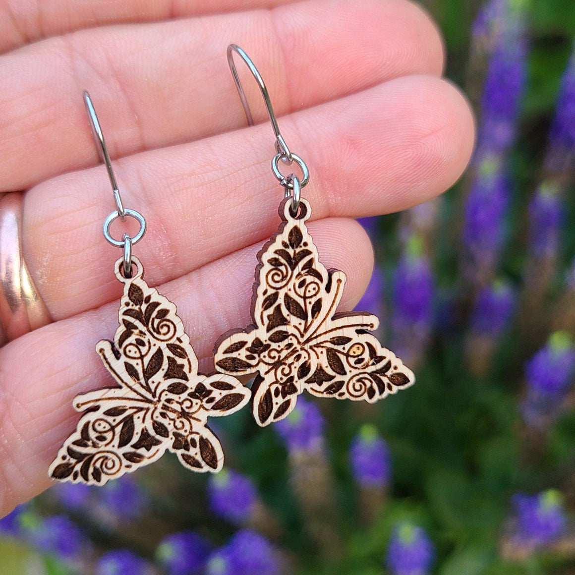 Butterfly Earrings - Beech