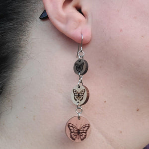 Butterfly Trio Earrings - Walnut, Beech, and Cedar Trio