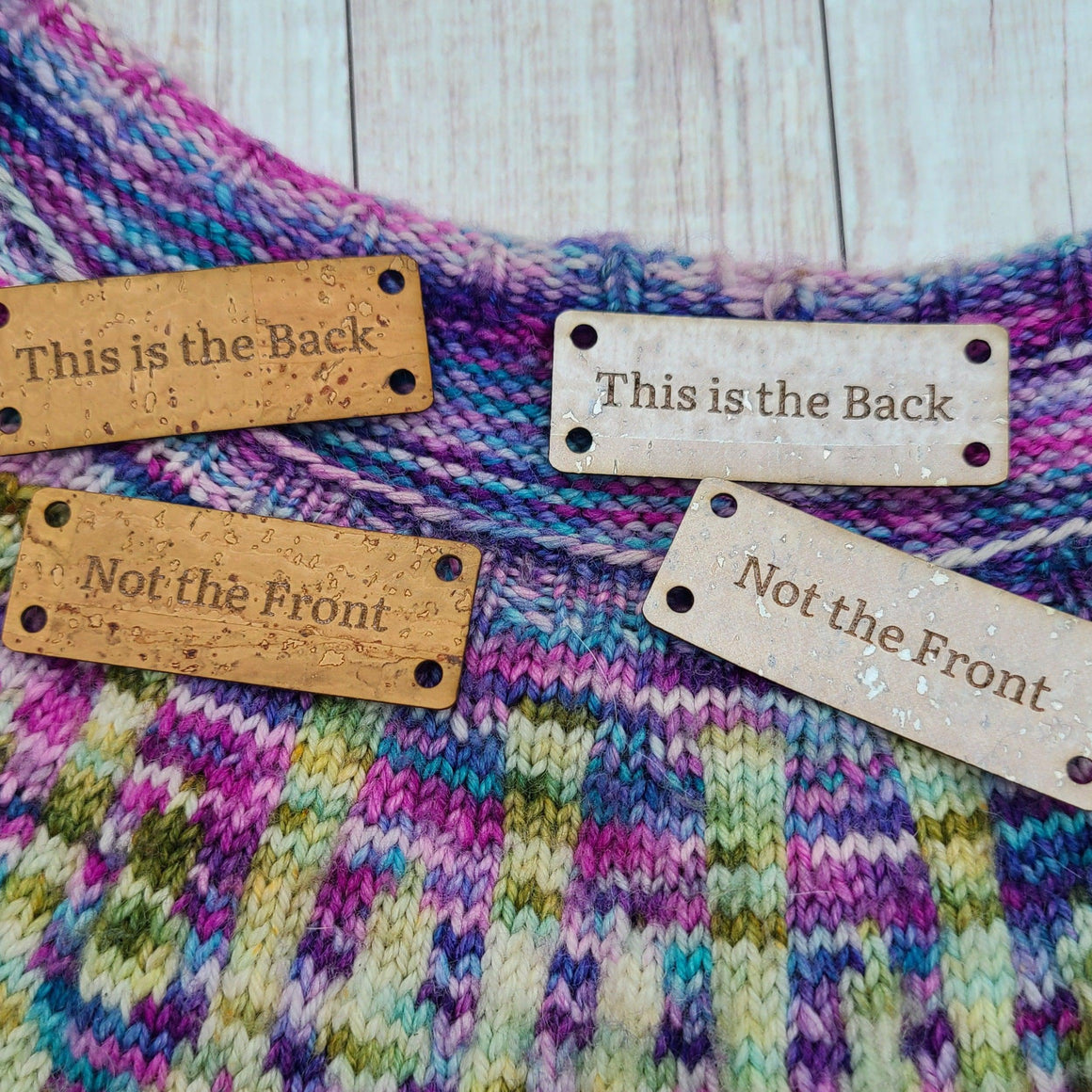 Sweater Back Indicator - Sew on Tags - Cork