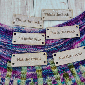 Sweater Back Indicator - Sew on Tags - Cork