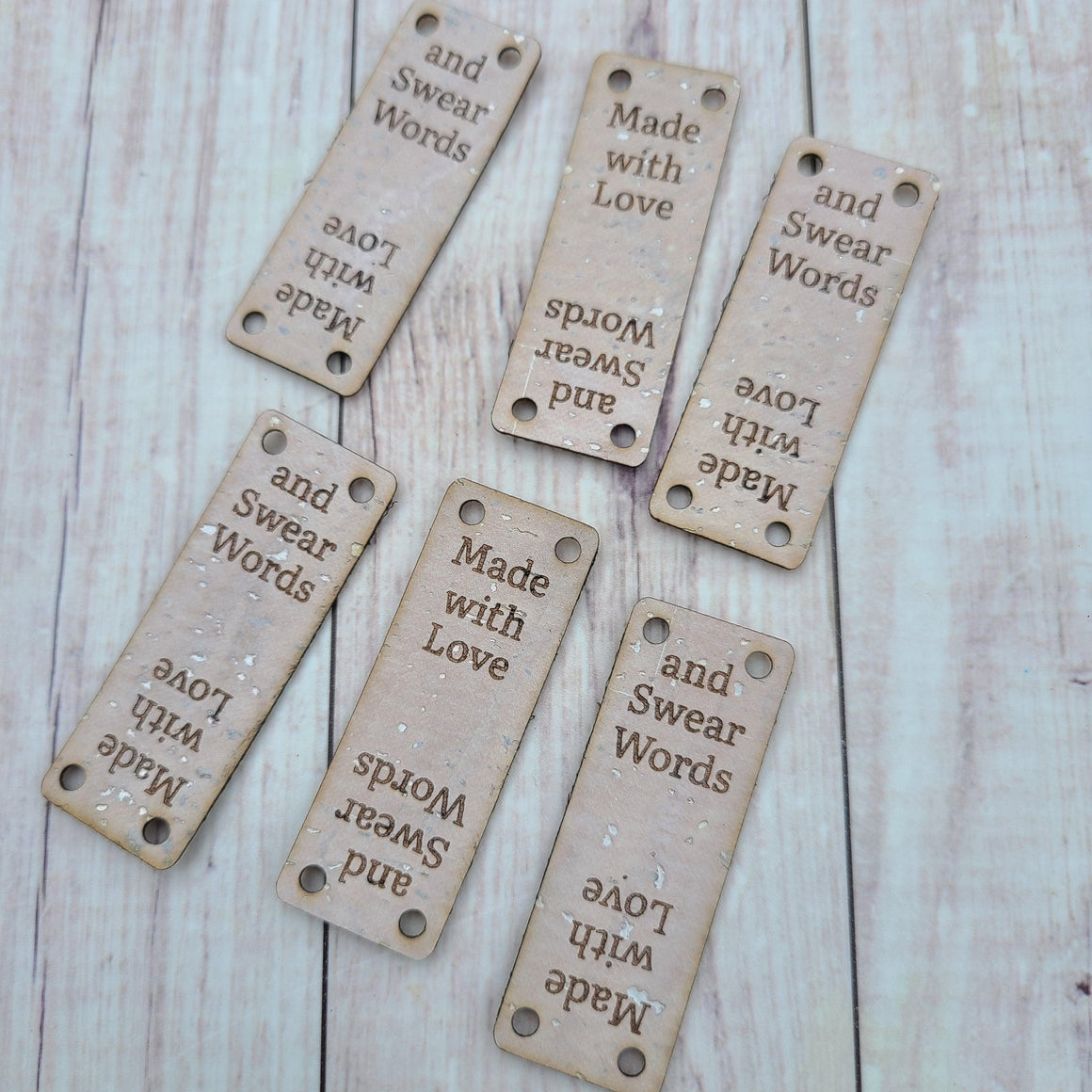 Made with Love and Swear Words - Sew on Tags - Cork