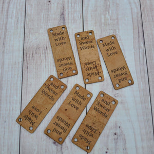 Made with Love and Swear Words - Sew on Tags - Cork