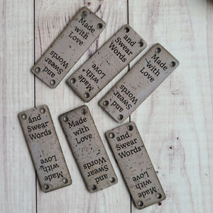 Made with Love and Swear Words - Sew on Tags - Cork