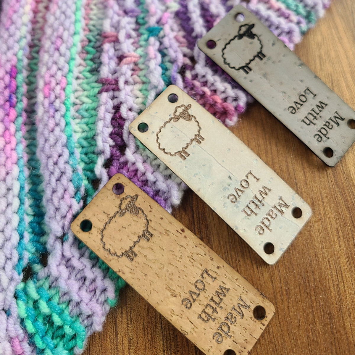 Sew On Made with Love Tags - Cork