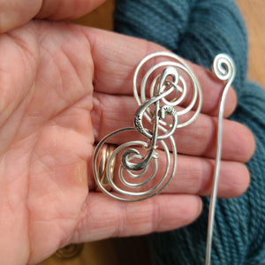 Music Treble Clef Shawl Pin - Charmed Silver or Vintage Bronze