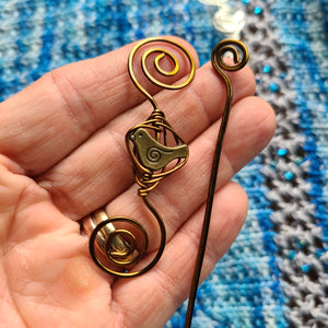 Song Bird Mini Shawl Pin in Silver or Vintage Bronze