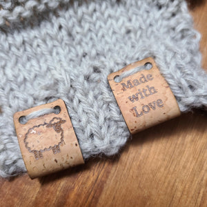 Sew On Made with Love Tags - Cork