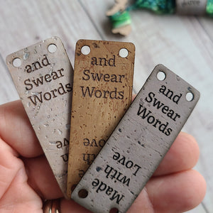 Made with Love and Swear Words - Sew on Tags - Cork