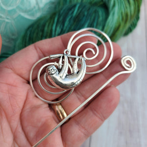 Sloth Shawl Pin - Charmed Silver