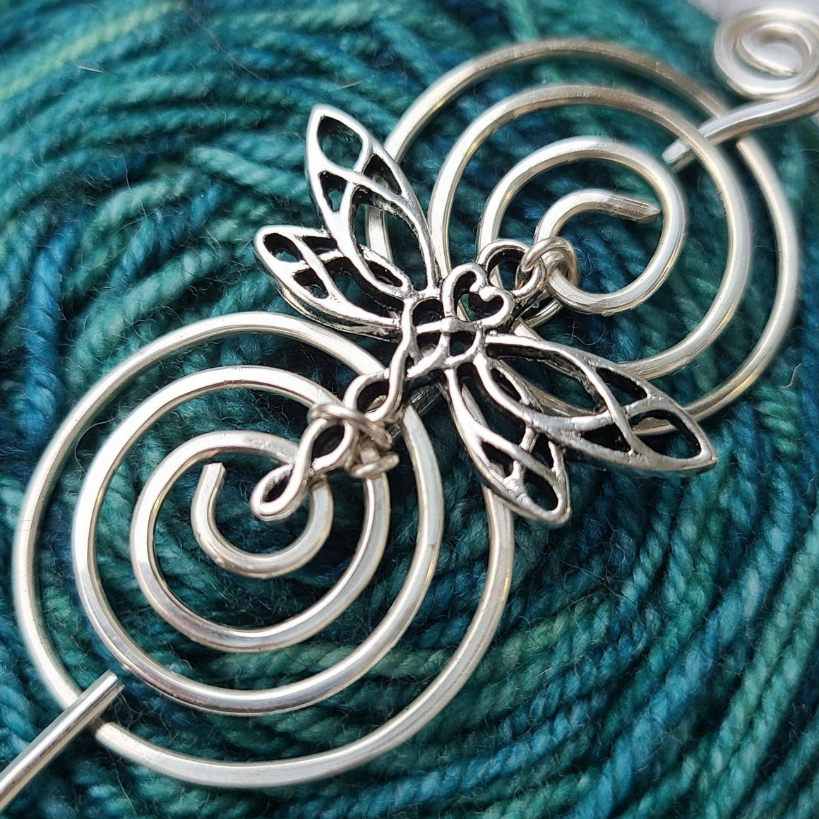 Celtic Dragonfly Shawl Pin - Charmed Silver