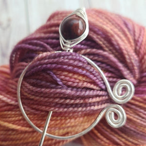 Rainbow Jasper Penannular Shawl Pin in Silver