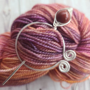 Rainbow Jasper Penannular Shawl Pin in Silver