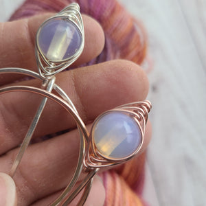 Opaline Penannular Shawl Pin in Silver or Rose Gold