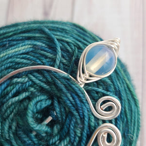 Opaline Penannular Shawl Pin in Silver or Rose Gold