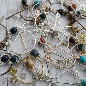 Rainbow Jasper Penannular Shawl Pin in Silver