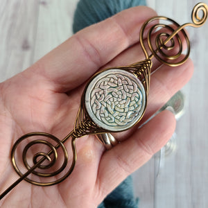 Celtic Knot Raku Shawl Pin - Large Noteworthy Limited Edition