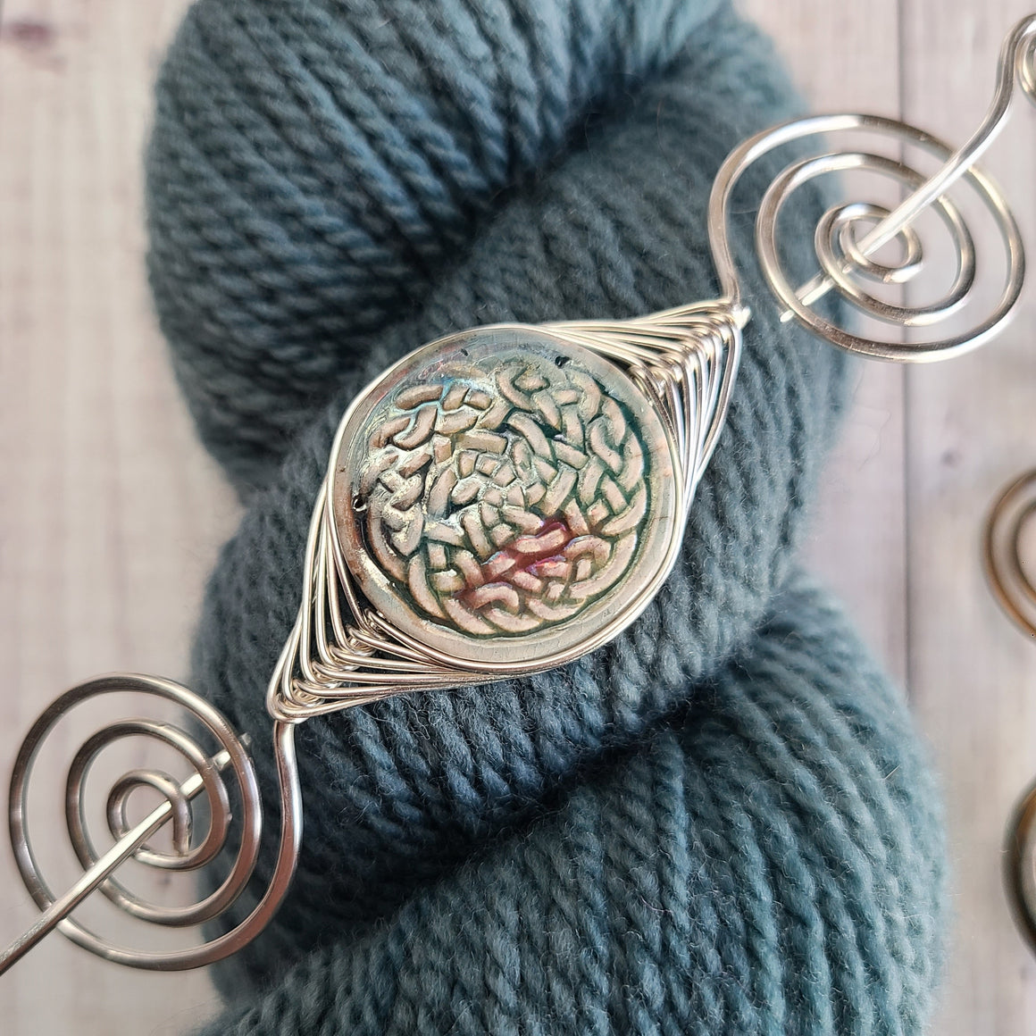 Celtic Knot Raku Shawl Pin - Large Noteworthy Limited Edition