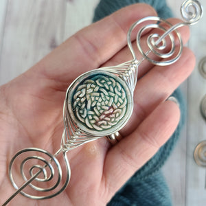 Celtic Knot Raku Shawl Pin - Large Noteworthy Limited Edition