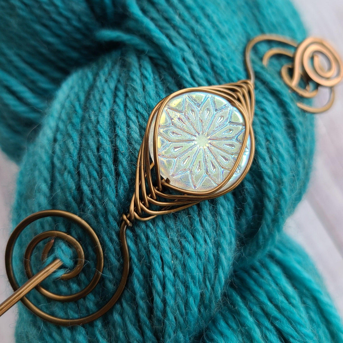 Glowing White Star Shawl Pin- Noteworthy Czech Glass - Limited Edition