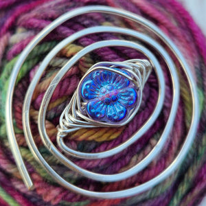 Hydrangea Flower Shawl Pin - Twirl Silver