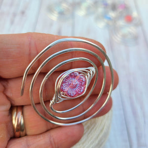 Cosmos Flower Shawl Pin - Twirl Silver