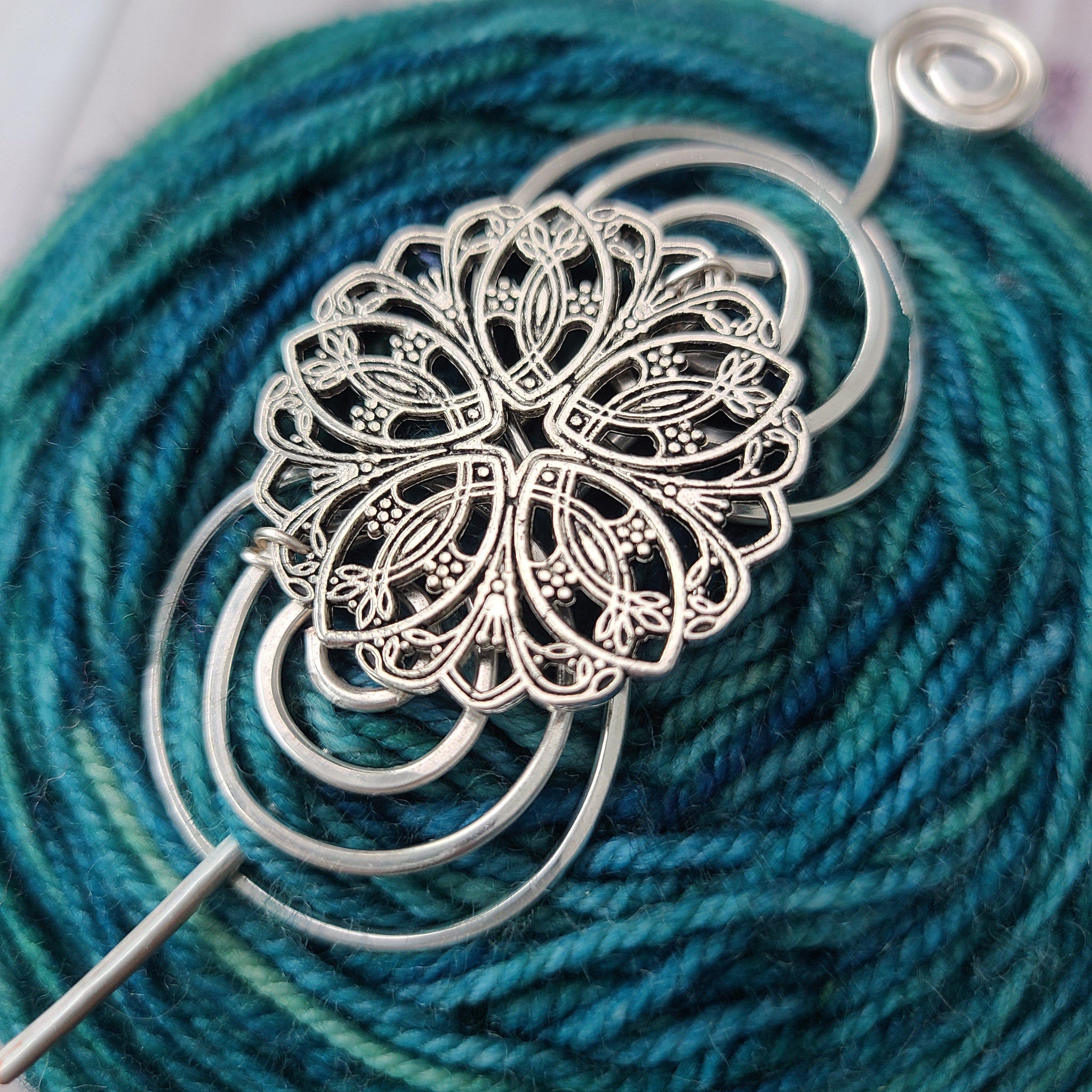 DNA Shawl Pin - Charmed Silver