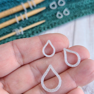 Glitter Raindrops Stitch Markers -Spring 2022 Limited Edition!-Notions-Crafty Flutterby Creations