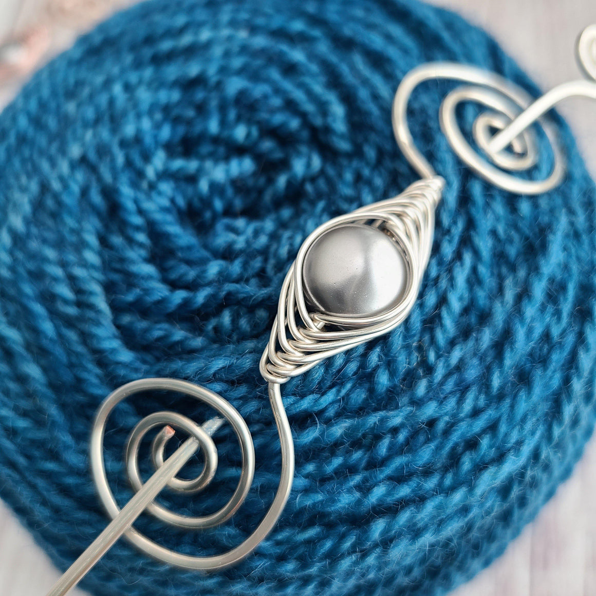 Grey Shimmer Shawl Pin - Noteworthy Classic Silver, Bronze or Rose Gold-Shawl Pin-Crafty Flutterby Creations
