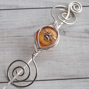 Shawl Pin, Pre-Order - Amber Dragonfly Shawl Pin- Noteworthy Czech Glass - Limited Edition - Crafty Flutterby Creations