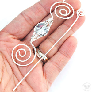 Shawl Pin, April Birthstone Shawl Pin - Noteworthy Birthstone Silver - Crafty Flutterby Creations