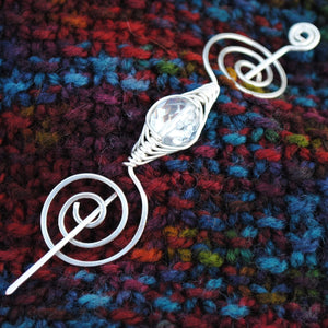 Shawl Pin, April Birthstone Shawl Pin - Noteworthy Birthstone Silver - Crafty Flutterby Creations