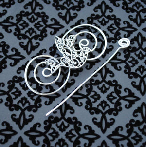 Shawl Pin, Bird Shawl Pin - Charmed Silver - Crafty Flutterby Creations