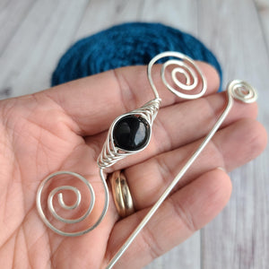Black Shimmer Shawl Pin - Noteworthy Classic-Shawl Pin-Crafty Flutterby Creations