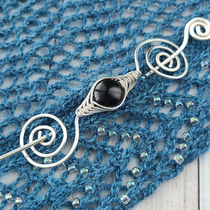 Black Shimmer Shawl Pin - Noteworthy Classic-Shawl Pin-Crafty Flutterby Creations