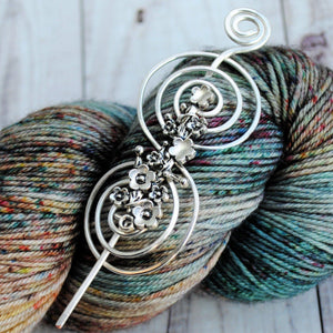 Blossoming Shawl Pin - Charmed Silver-Shawl Pin-Crafty Flutterby Creations