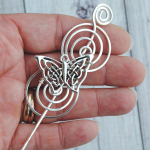 Shawl Pin, Butterfly Celtic Knot Shawl Pin - Charmed Silver - Crafty Flutterby Creations