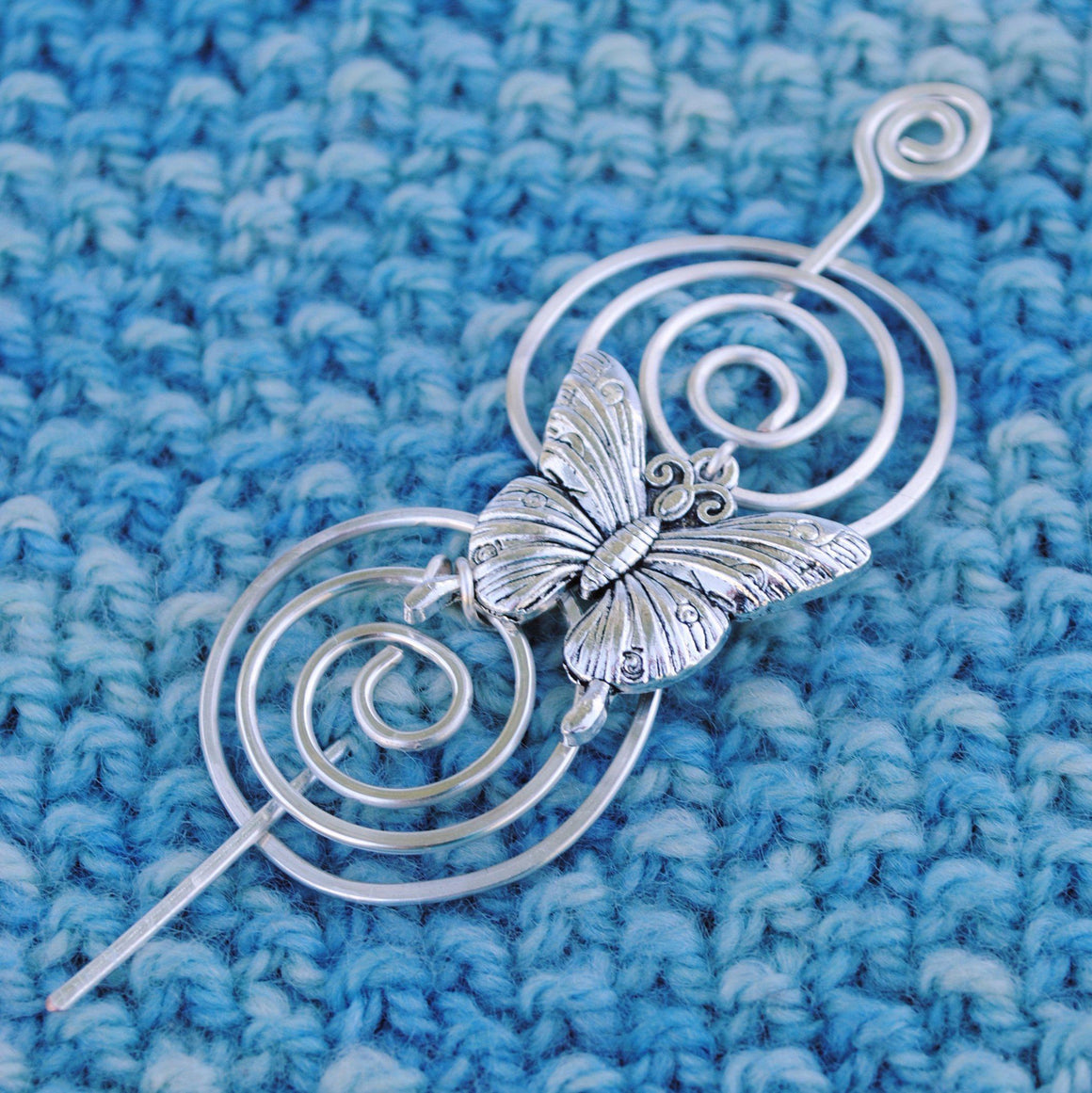 Shawl Pin, Butterfly Shawl Pin - Charmed Silver - Crafty Flutterby Creations