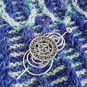 Shawl Pin, Celtic Circles Knot Shawl Pin - Charmed Silver - Crafty Flutterby Creations