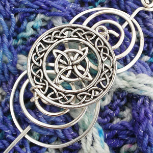 Shawl Pin, Celtic Circles Knot Shawl Pin - Charmed Silver - Crafty Flutterby Creations