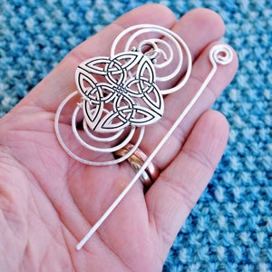 Shawl Pin, Celtic Knot Shawl Pin - Charmed Silver - Crafty Flutterby Creations