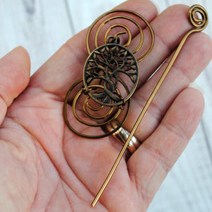 Celtic Tree of Life Shawl Pin - Charmed Bronze-Shawl Pin-Crafty Flutterby Creations