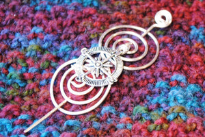 Shawl Pin, Compass Shawl Pin - Charmed Silver Inspirations - Crafty Flutterby Creations